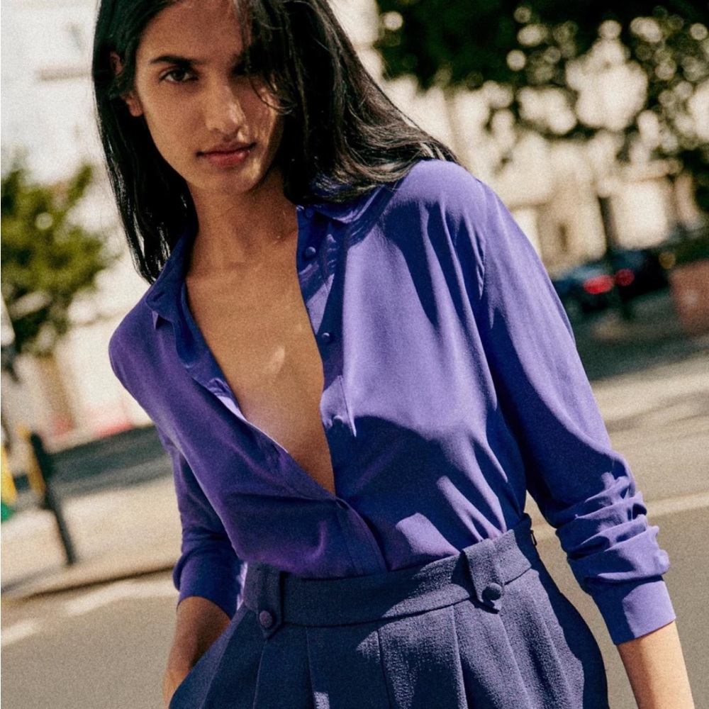 Sezane Ann Shirt size 6 in rare purple